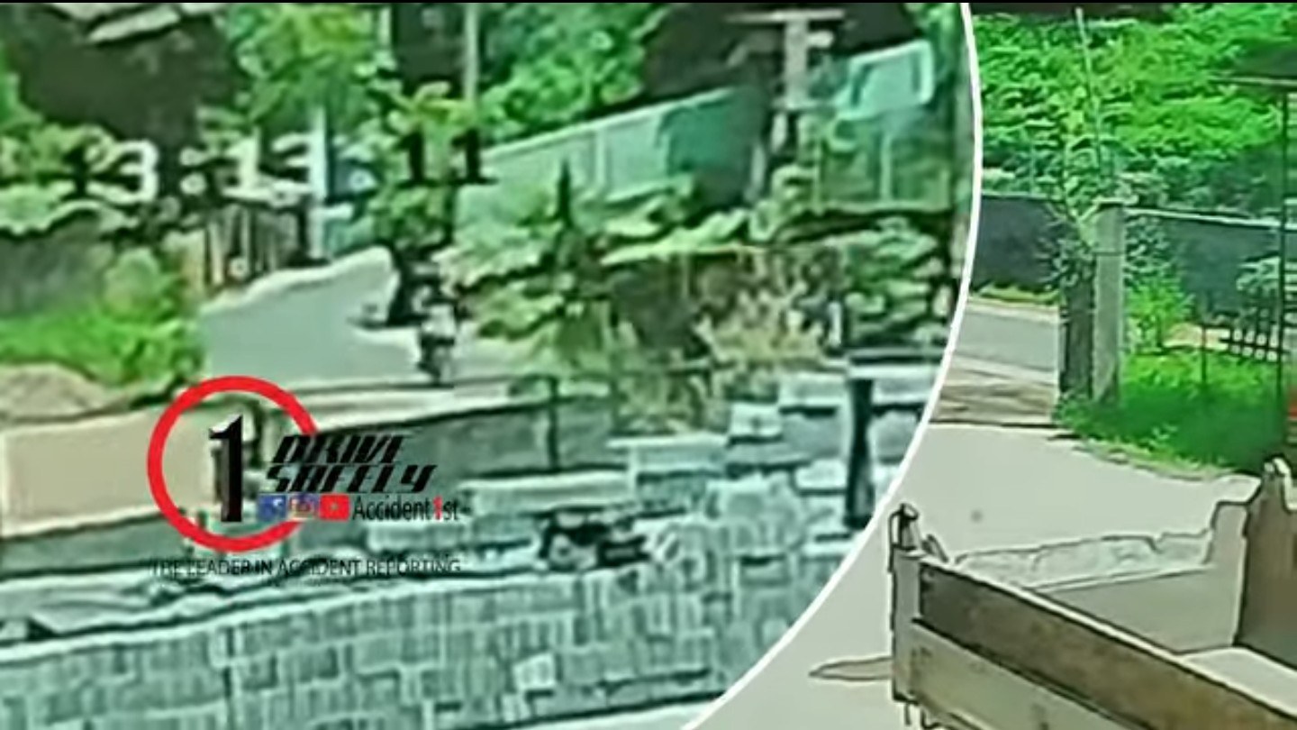 CCTV camera shows how a racing motorcycle collides with an oncoming lorry