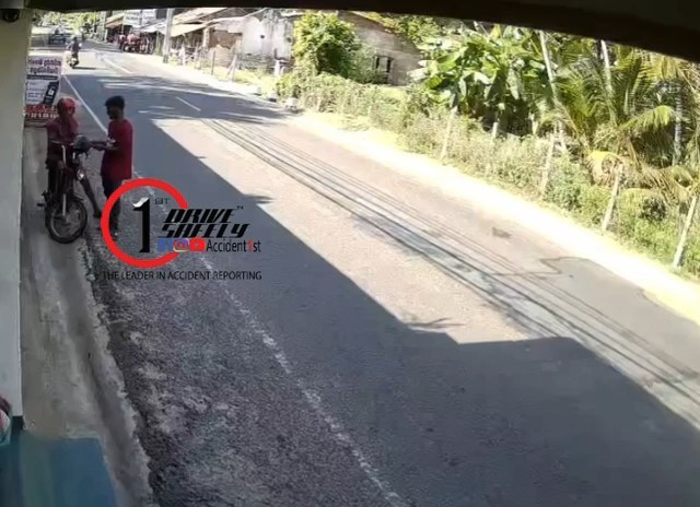 At Tissamaharama Kasingam, a car swerved into the opposite lane and collided head-on with a motorcycle and went off the road.