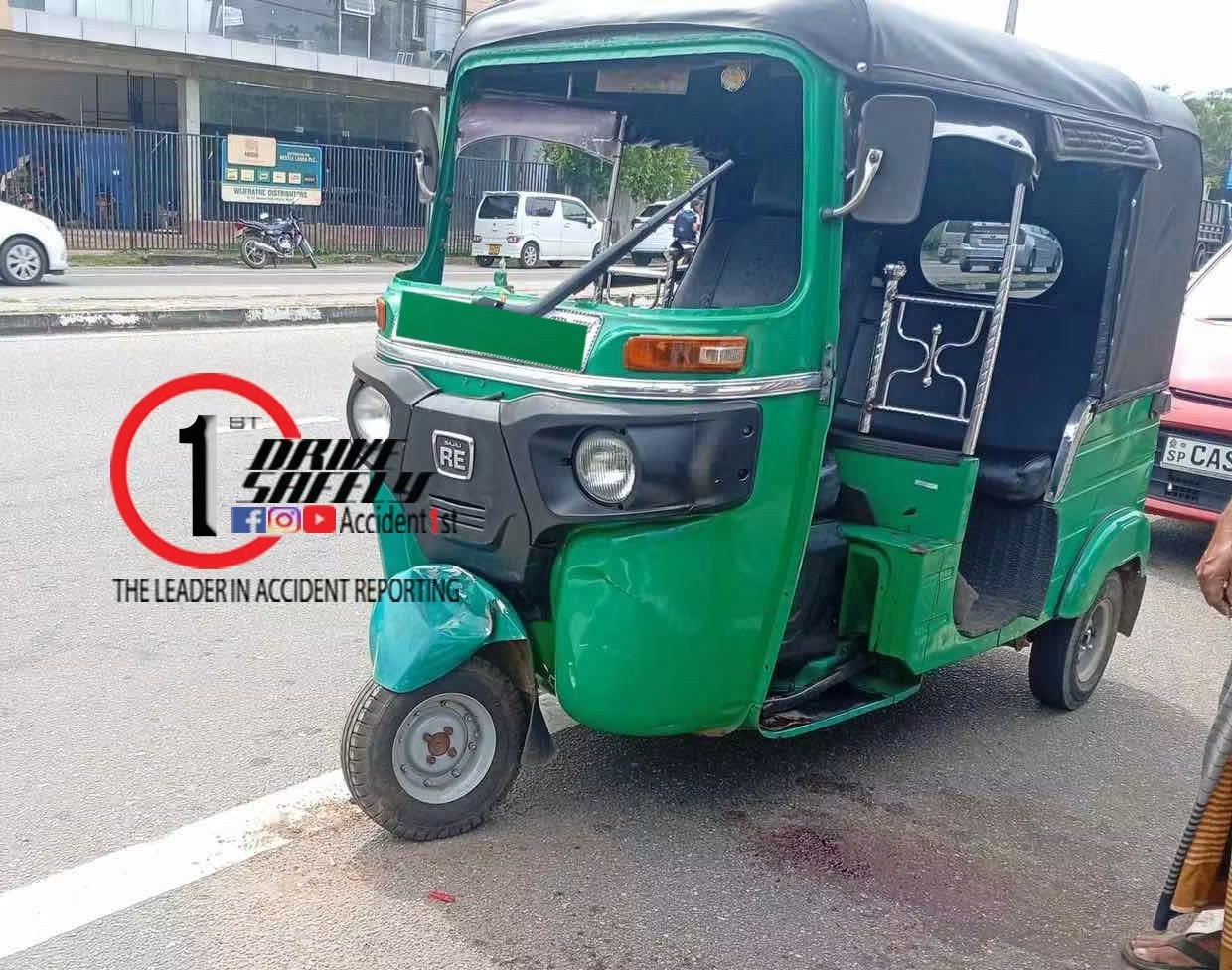 On Matara-Akurassa road, near Isadeen city, a three-wheeler lost control due to a sudden illness of the driver and collided with two cars.