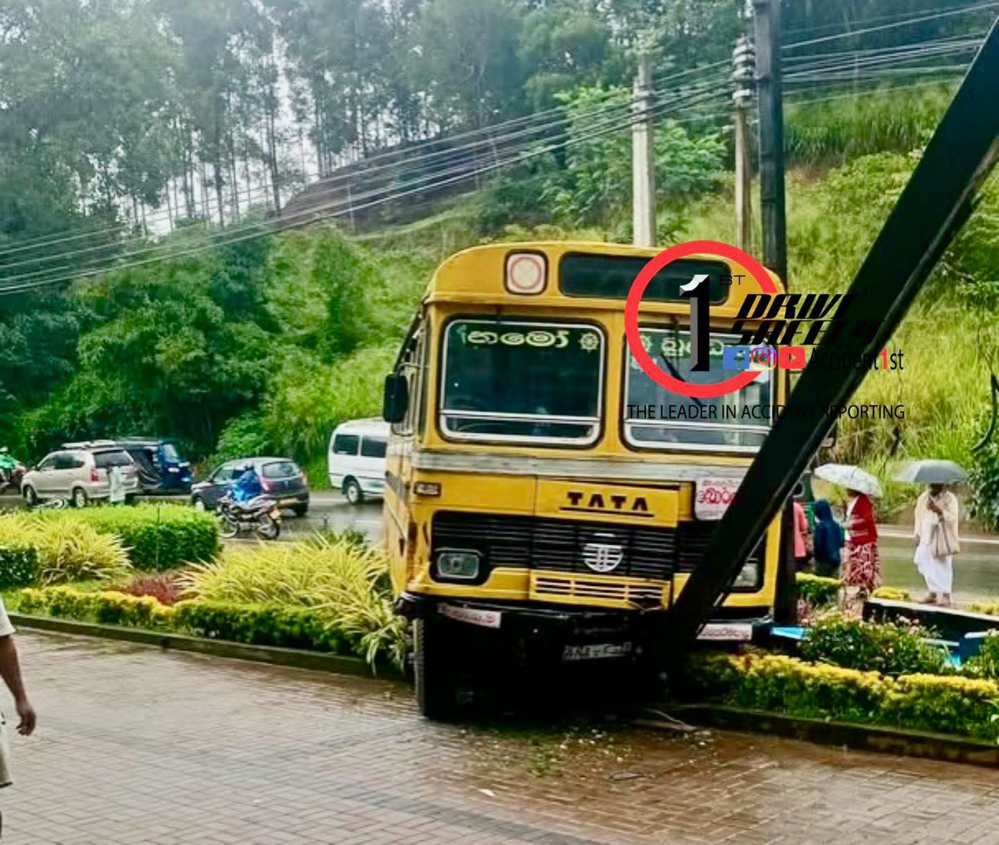 Sisu Seriya SLTB Bus and Motorcycle Collide Near Damro Showroom in Nugatalawa, Welimada