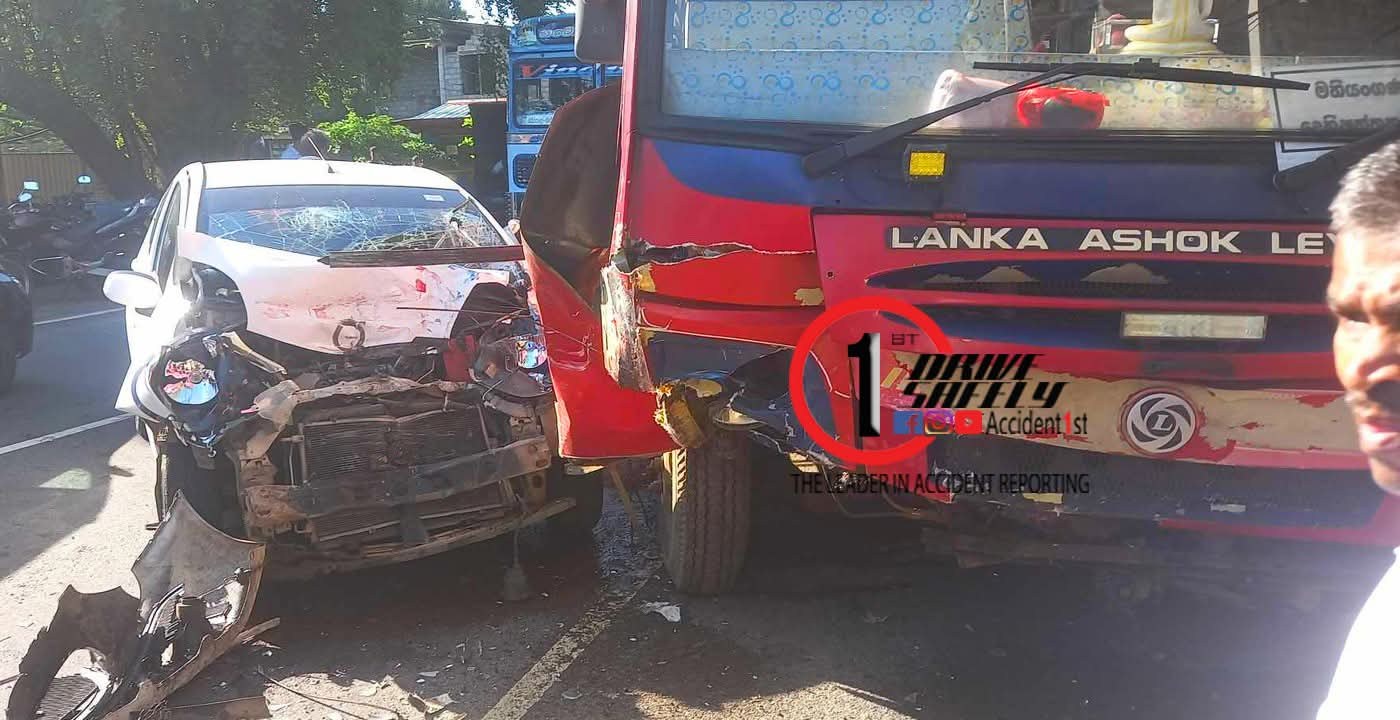 Head-on Collision Between SLTB Bus and Car Near Mahiyangana Court Leaves Vehicles Devastated