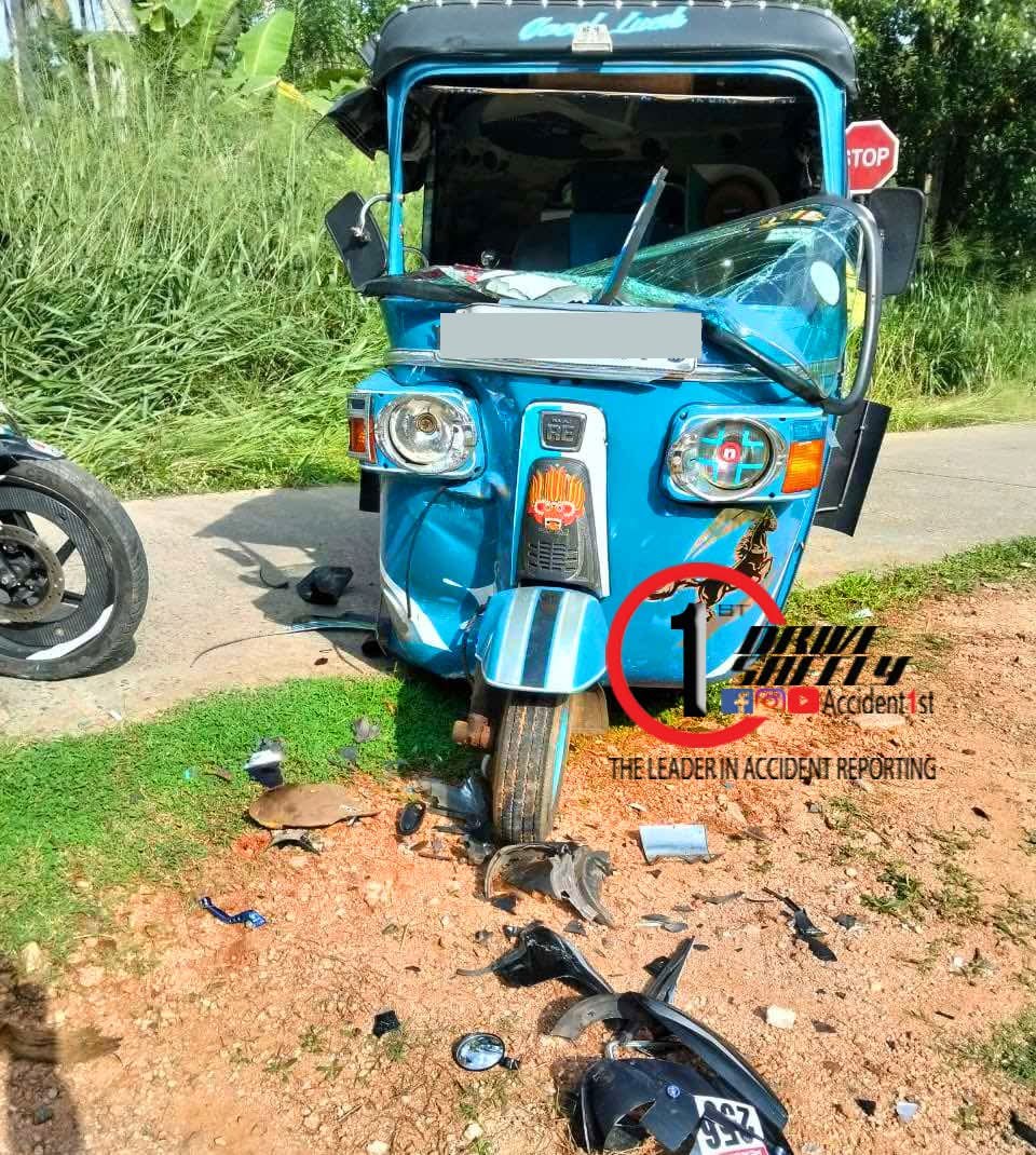 Pulsar Motorcycle and Three-Wheeler Collide Head-On in Dheliwa, Monaragala: Two Injured