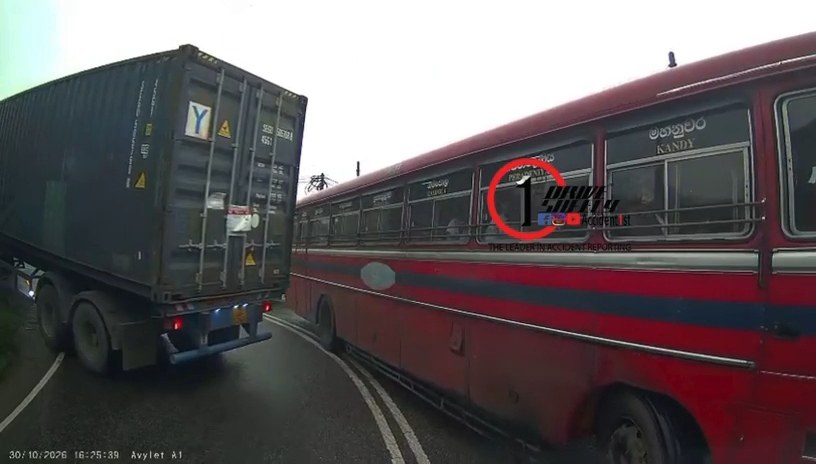 Container Truck Slides Backwards on Steep Hill-Country Bend, Colliding with SLTB Bus